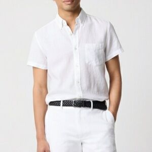 J.CREW NWT Short Sleeve Button Down Linen Blend Shirt Men White Sz XXL